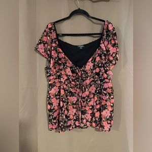 Tie Front Floral Blouse